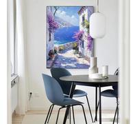 XINBAO Paysage marin méditerranéen imprimé sur toile, impression sur toile, peinture de paysage marin, affiches et impressions, décoration murale 60x90 cm sans cadre