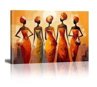 XINBAO Peinture abstraite africaine sur toile, œuvre d'art de femmes africaines pour salon, décoration murale, photos, toile 60 x 80 cm, sans cadre