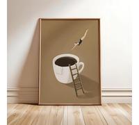 XINBAO Peinture de plongeur au café, affiches « Bonjour caf頻, art mural expresso, impressions, affiches de cuisine, images sur toile de café 60 x 80 cm sans cadre