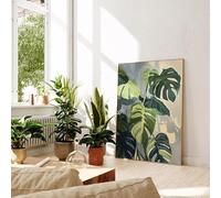 XINBAO Peinture Monstera | Art botanique | Affiches Monstera | Décoration élégante | Décoration murale végétale | Affiches et impressions sur toile 60 x 80 cm avec cadre