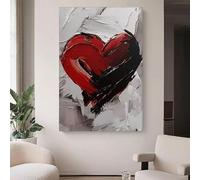 XINBAO Peinture murale abstraite moderne Amour et tristesse - Amour rouge et noir, impressions sur toile pour chambre à coucher, décoration de cuisine esthétique (60 x 80 cm, sans cadre)