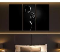 XINBAO Peinture murale représentant une femme sexy, silhouette de femme abstraite, tableau noir et blanc, impression sur toile, 60 x 90 cm, avec cadre