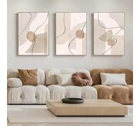 XINBAO Peinture sur toile abstraite géométrique bohème beige avec lignes pour décoration intérieure de salon 50 x 70 cm x 3 sans cadre