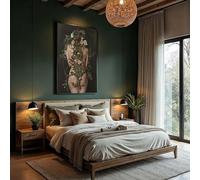 XINBAO Peintures florales, nature et femme, art corporel botanique, décoration murale florale, affiche florale surréaliste, toile 80 x 140 cm avec cadre