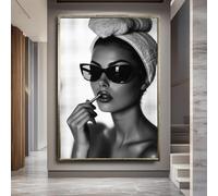 XINBAO Portrait de femme sexy au rouge à lèvres, toile artistique, peinture, image, 40 x 60 cm, avec cadre