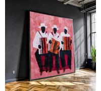 XINBAO Tableau abstrait de joueurs d'accordéon - Impression sur toile de musique jazz - Peinture colorée de musicien bohème - Affiches et impressions décoratives (40x40cm/sans cadre)