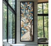 XINBAO Tableau d'arbre, toile fine et haute, art mural long et étroit, décoration murale verticale, toile encadrée pour bureau, hall ou chambre (60 x 180 cm/cadre intérieur)
