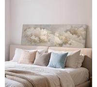 XINBAO Tableau de nuages neutres, toile panoramique horizontale encadrée, art mural texturé pour décoration murale au-dessus du lit (45 x 135 cm/sans cadre)