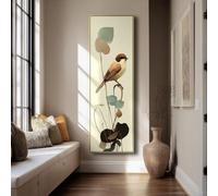 XINBAO Tableau d'oiseaux sur toile, œuvre verticale haute et fine, peinture d'oiseaux, impression abstraite sur toile d'oiseaux, grande peinture verticale (45 x 135 cm/sans cadre)