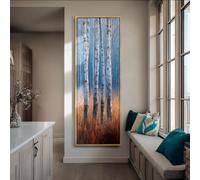 XINBAO Tableau mural long et fin, toile étroite, peinture murale haute, toile verticale, décor forêt de bouleaux, impression murale mince (40 x 120 cm/sans cadre)