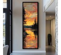 XINBAO Tableau mural sur toile fine et allongée, impression verticale sur toile pour la décoration de chambre, tableau pour bureau ou couloir (60 x 180 cm/cadre intérieur)