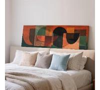 XINBAO Tableau style milieu du siècle, toile panoramique horizontale encadrée, décoration murale géométrique verte et orange, grand format (50 x 150 cm/sans cadre)