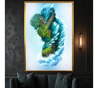 XINBAO Tableau sur toile « Amoureux de la Terre et de l'Eau » - Étreinte romantique avec la nature, pour les amoureux de la nature, affiche décorative murale colorée (40 x 60 cm/cadre intérieur)
