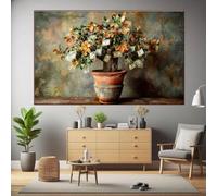 XINBAO Tableau sur toile Arbre à argent, art bonsaï, arbre de vie, peinture de nature, décoration intérieure rustique, affiches et impressions uniques (70 x 100 cm/cadre intérieur)