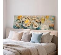 XINBAO Tableau sur toile encadrée « Huîtres », toile panoramique grand format, art encadré horizontal allongé, décoration de cuisine côtière, impression champagne (40 x 120 cm/sans cadre)