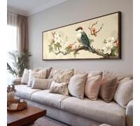 XINBAO Tableau sur toile représentant des animaux, motif nature, peinture horizontale d'oiseaux, format long et large, décoration moderne, grande affiche de héron (70 x 210 cm avec cadre intérieur)