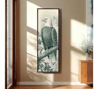 XINBAO Tableau sur toile représentant un aigle à tête blanche, grande toile verticale, illustration vintage de faune sauvage gravée, décoration murale pour chalet (55 x 110 cm/cadre intérieur)