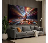XINBAO Tableau sur toile représentant un violon, motif abstrait d'instrument de musique, rayons colorés, décoration intérieure moderne, impression sur toile musicale (40 x 70 cm/sans cadre)