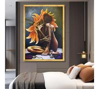 XINBAO Tableau sur toile représentant une femme aux ailes de tournesol, impression surréaliste, art mural figuratif, pour la décoration du salon (21 x 30 cm/sans cadre)