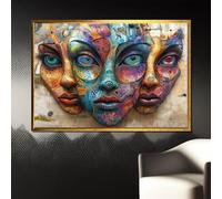 XINBAO Tableau sur toile « Visages surréalistes » - Art mural abstrait pour salon - Affiches et impressions pour la décoration murale de la maison (40 x 60 cm/sans cadre)