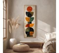 XINBAO Tableau vertical encadré, formes géométriques hautes et étroites empilées, style milieu du siècle, impression murale orange et verte, toile rétro (70 x 210 cm/cadre intérieur)