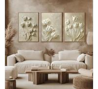 XINBAO Toile blanche moderne en relief 3D, décoration florale texturée pour salon, décoration murale, affiches et impressions, 30 x 50 cm, sans cadre