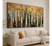 XINBAO Toile Forêt de bouleaux dorés, Affiche murale inspirée d'une peinture célèbre, Peinture abstraite d'arbres, Décoration nature, Art mural de luxe sur toile (40x70cm/cadre intérieur)