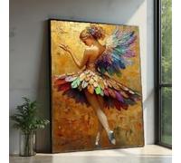 XINBAO Toile imprimée Ballerine, Ailes de plumes, Décoration murale danse, Grande toile, pour la décoration murale de la maison, Tableau de dimensions (40x60cm/cadre intérieur)