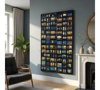 XINBAO Toile murale « Paysage urbain nocturne et chaleureux », fenêtres illuminées, vue d'appartement en ville, ambiance du soir, décoration intérieure, vie citadine (70 x 100 cm/cadre intérieur)