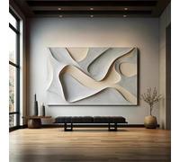 XINBAO Toile murale style vague blanche irrégulière 3D texturée visuelle abstraite minimaliste affiches impressions peinture pour la décoration intérieure 80x120cm sans cadre