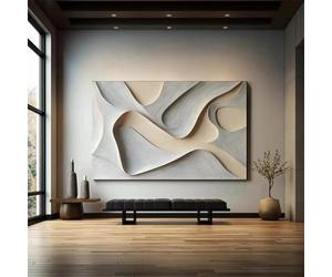 XINBAO Toile murale style vague blanche irrégulière 3D texturée visuelle abstraite minimaliste affiches impressions peinture pour la décoration intérieure 80x120cm sans cadre