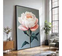XINBAO Toile Pivoine Rose, Décoration Murale Florale, Impression de Fleurs aux Couleurs Pastel Douces, Peinture Botanique Nature, Décoration Intérieure, Prête à Accrocher (60x80cm/cadre Intérieur)