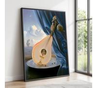 XINBAO Toile surréaliste représentant une guitare et une poire, art mural, nature morte, tableau surréaliste moderne sur toile, décoration intérieure (60 x 80 cm/cadre intérieur)