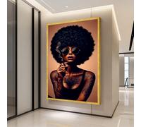 XINBAO Toiles imprimées représentant une femme afro-américaine - Portrait tatoué - Décoration murale urbaine chic - Peinture murale moderne, Affiches (60x80cm/sans cadre)