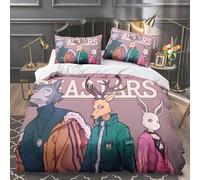 Xinchangda Beastars Parure de lit 3 pièces Anime Haru/legoshi/Louis Parure de lit simple/double/king size, 2 taies d'oreiller et 1 housse de couette