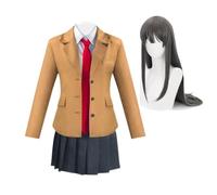 Xinchangda Costume de costumade Mai pour femmes - Tenue d'uniforme scolaire - Veste marron JK - Jupe d'uniforme JK - Ensemble complet avec cravate rouge - Costume d'anime, cosplay, Halloween, Noël