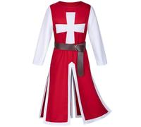 Xinchangda Costume d'Halloween pour homme - Robe de croisade médiévale avec ceinture ou robe missionnaire prêtre avec cape rouge pour performance sur scène, Halloween, carnaval, fête