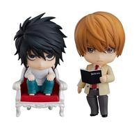 Xinchangda Figurines Death Note, Figurines d'Anime Light Yagami Statues Tête Mobile Remplaçable PVC Figurine d'Action L Cadeaux d'Anniversaire pour les Fans