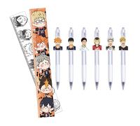 Xinchangda Haikyu!! Ensemble de stylos à encre gel et règles de papeterie Anime Shoyo Hinata/Tobio Kageyam Stylo à bille à encre gel anime Règle droite pour étudiants