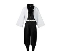Xinchangda Iguro Obanai Costume de cosplay Shinazugawa Sanemi - Tenue de costumade - Anime japonais - Cardigan à rayures - Noir - Pantalon uniforme complet - Pour Halloween, Noël, carnaval, fête de
