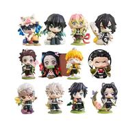 Xinchangda Kamado Tanjiro Lot de 12 figurines d'action Kamado Nezuko 10 cm Statue Kanroji Mitsuri mignonne Figurine de bureau Collection Cadeau d'anniversaire