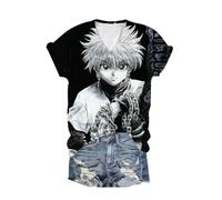 Xinchangda Killua Zaoldyeck Anime Chemises 3D Imprimé Col en V Manches Courtes T-Shirt Gon Freecss Kurapika Chemises Cosplay Chemises Casual Sweatshirt pour Homme et Femme, Killua Zaoldyeck, XL