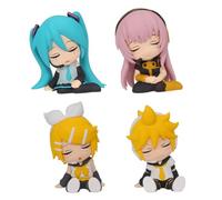 Xinchangda Lot de 4 figurines Miku mignonnes Kagamine Rin Anime Kagamine Len Figurine d'action 6 cm Statue en PVC Modèle Collection Décoration de gâteau Décoration de bureau