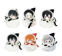 Xinchangda Lot de 6 coussins en peluche BSD Nakahara Chuuya avec pendentifs de dessin animé Dazai Osamu - Pour chambre à coucher, canapé, coussin de décoration, cadeaux - 10 cm