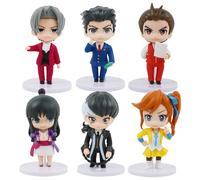 Xinchangda Lot de 6 figurines Phoenix Wright de Miles Edgeworth - 10 cm - Maya Fey - Figurines d'anime mignonnes - Collections de figurines de bureau - Décoration de bureau