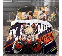 Xinchangda MHA Parure de lit 3 pièces Anime Bakugo Katsuki/Todoroki Shouto Ensemble de couette Simple/Double/King, 2 taies d'oreiller et 1 housse de couette
