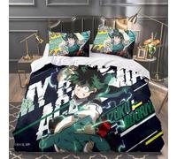 Xinchangda MHA Parure de lit 3 pièces Anime Bakugo Katsuki/Todoroki Shouto Parure de lit simple/double/king size, 2 taies d'oreiller et 1 housse de couette