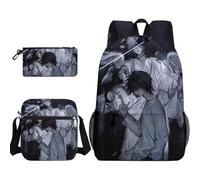 Xinchangda Misa Amane Sac à dos léger 3 pièces avec trousse à crayons et sac à bandoulière Motif dessin animé Ryuuku Sac à dos grande capacité imperméable pour adolescent étudiant, Type 8, 45 x 32 x