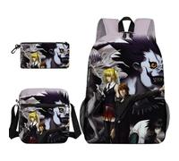 Xinchangda Misa Amane Sac à dos léger 3 pièces avec trousse à crayons et sac à bandoulière Motif dessin animé Ryuuku Sac à dos grande capacité imperméable pour adolescent étudiant, Type 12, 45 x 32 x