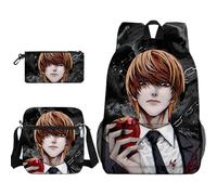 Xinchangda Misa Amane Sac à dos léger 3 pièces avec trousse à crayons et sac à bandoulière Motif dessin animé Ryuuku Sac à dos grande capacité imperméable pour adolescent étudiant, Type 11, 45 x 32 x